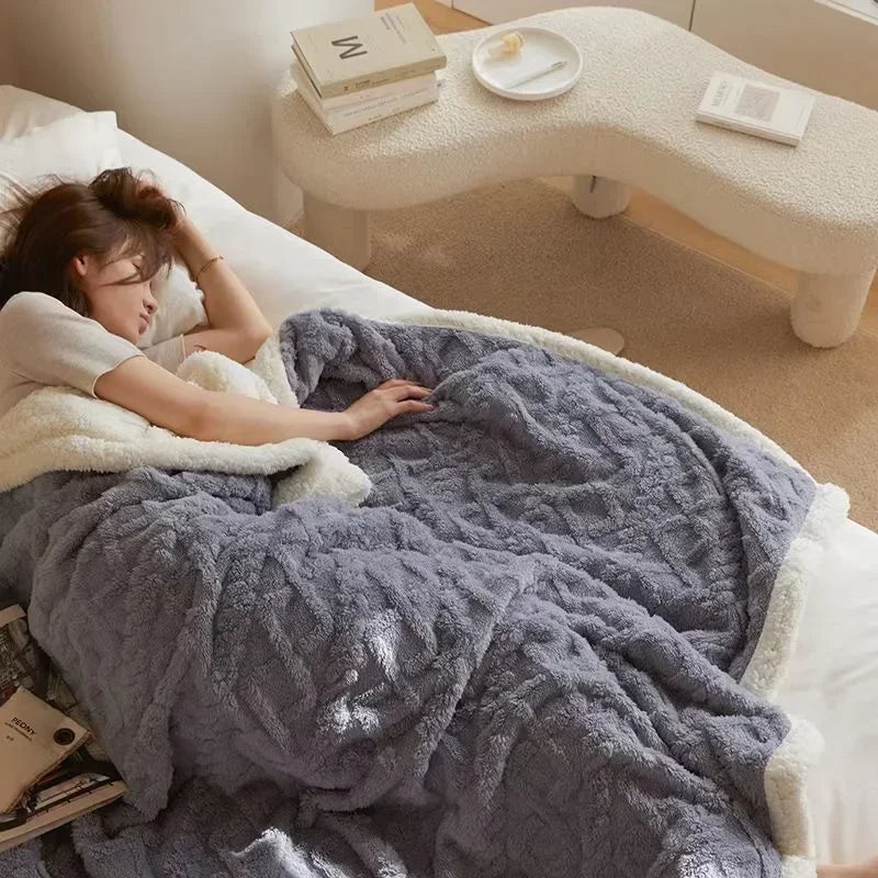 Kuscheldecke Fleece Winter warm - Weiche Wolldecke Herbst kuschelig für Sofa Bett Wohnzimmer