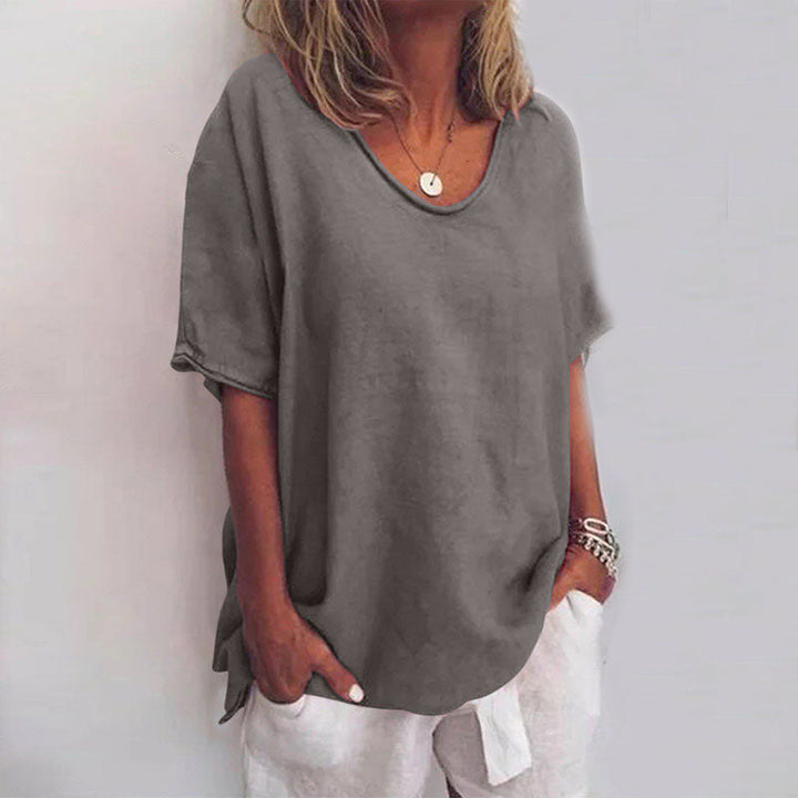 Blusenshirt für Damen - Luftiges T-Shirt mit weitem Hals für Sommer