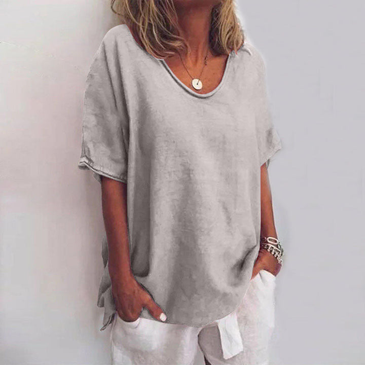 Blusenshirt für Damen - Luftiges T-Shirt mit weitem Hals für Sommer