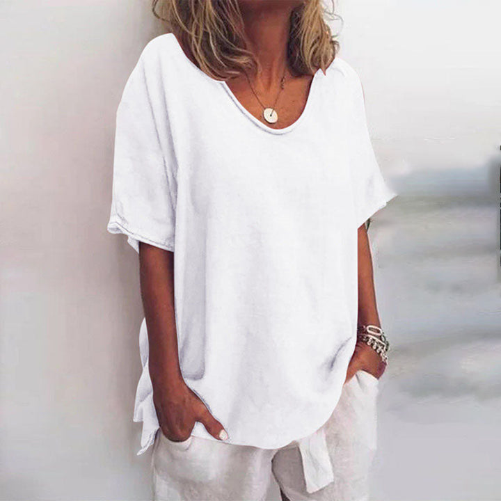 Blusenshirt für Damen - Luftiges T-Shirt mit weitem Hals für Sommer