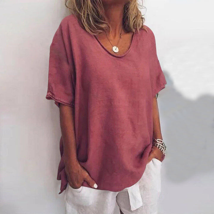 Blusenshirt für Damen - Luftiges T-Shirt mit weitem Hals für Sommer