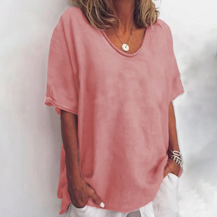 Blusenshirt für Damen - Luftiges T-Shirt mit weitem Hals für Sommer