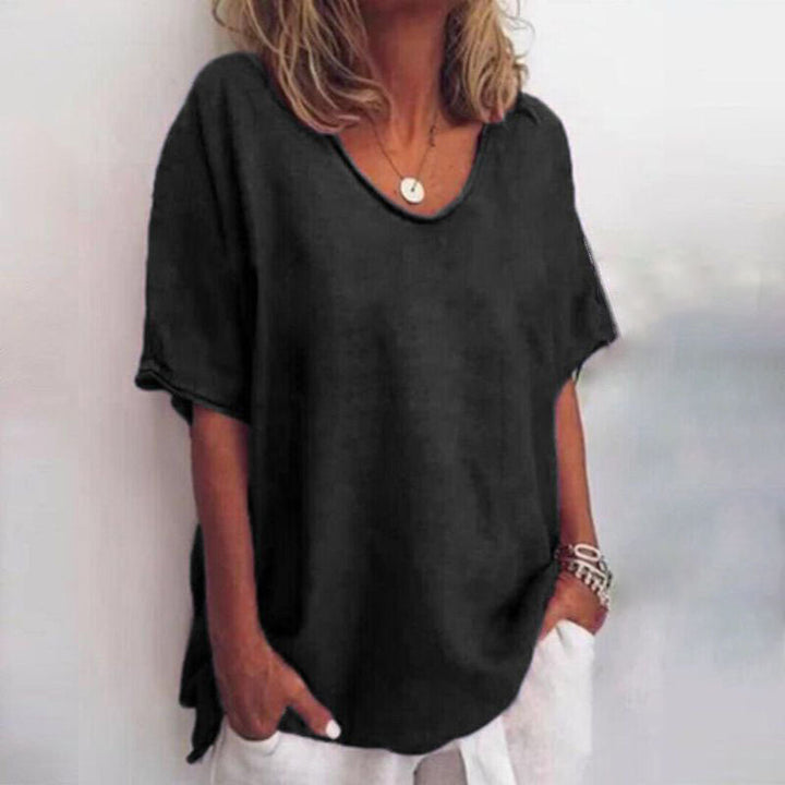 Blusenshirt für Damen - Luftiges T-Shirt mit weitem Hals für Sommer