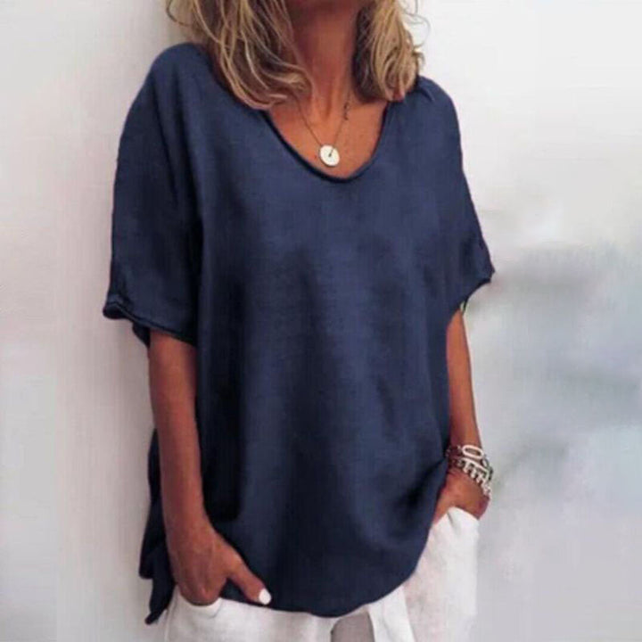 Blusenshirt für Damen - Luftiges T-Shirt mit weitem Hals für Sommer
