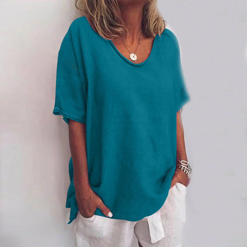Blusenshirt für Damen - Luftiges T-Shirt mit weitem Hals für Sommer