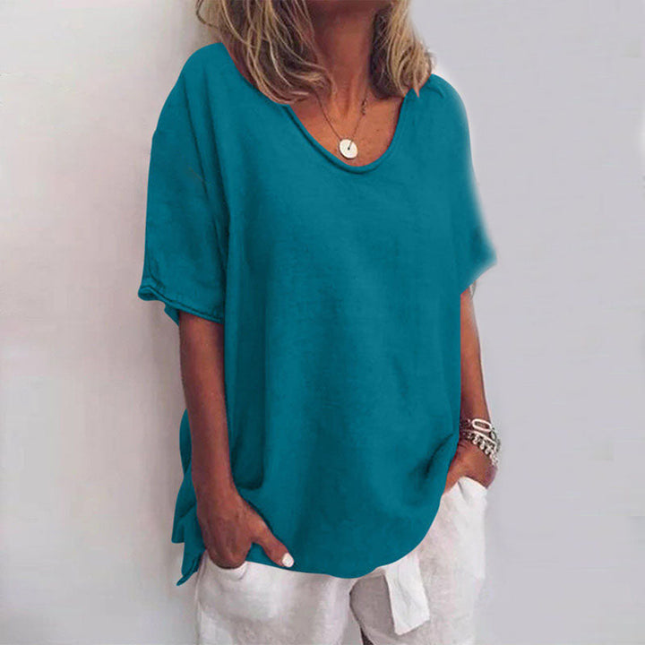 Blusenshirt für Damen - Luftiges T-Shirt mit weitem Hals für Sommer