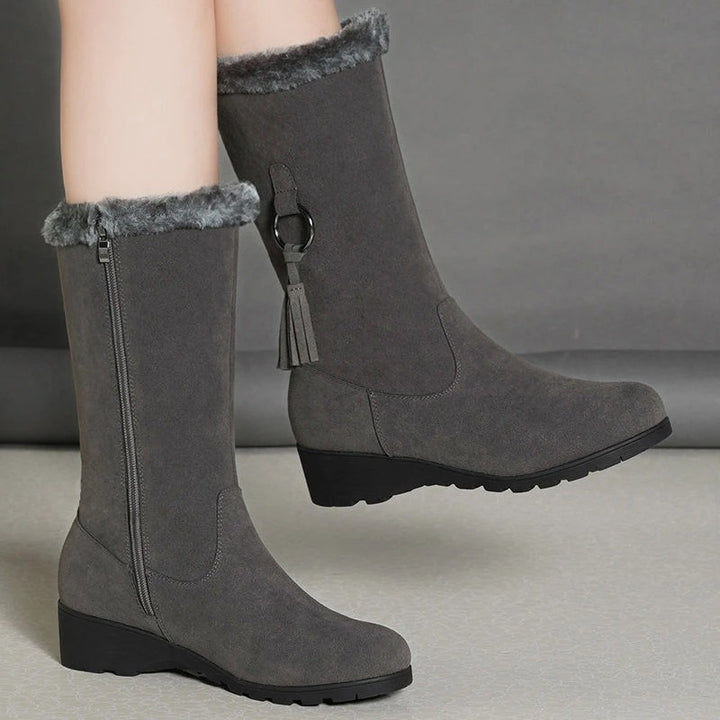 Stiefel für Damen - Bequeme Oberschenkelhohe Stiefel mit Reißverschluss