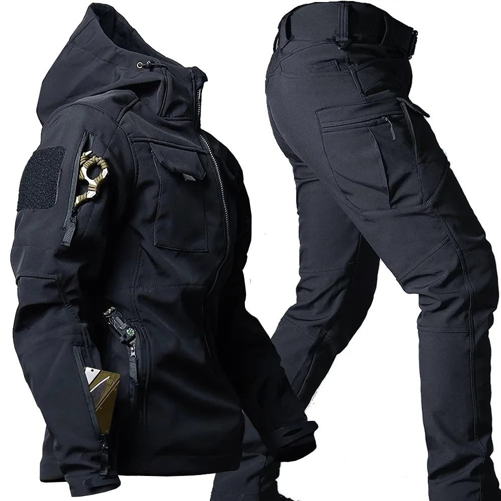 Zweiteiler Set für Outdoor - Wasserdichte Softshell Jacke und Hose für Herren