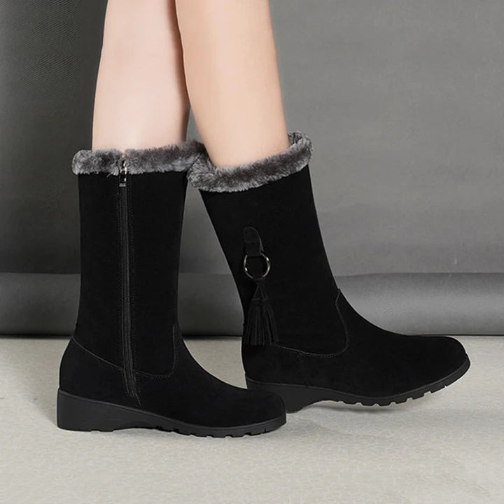 Stiefel für Damen - Bequeme Oberschenkelhohe Stiefel mit Reißverschluss