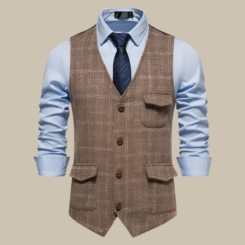 Trachtenweste für den Herbst - Retro kariertes Gilet für Herren