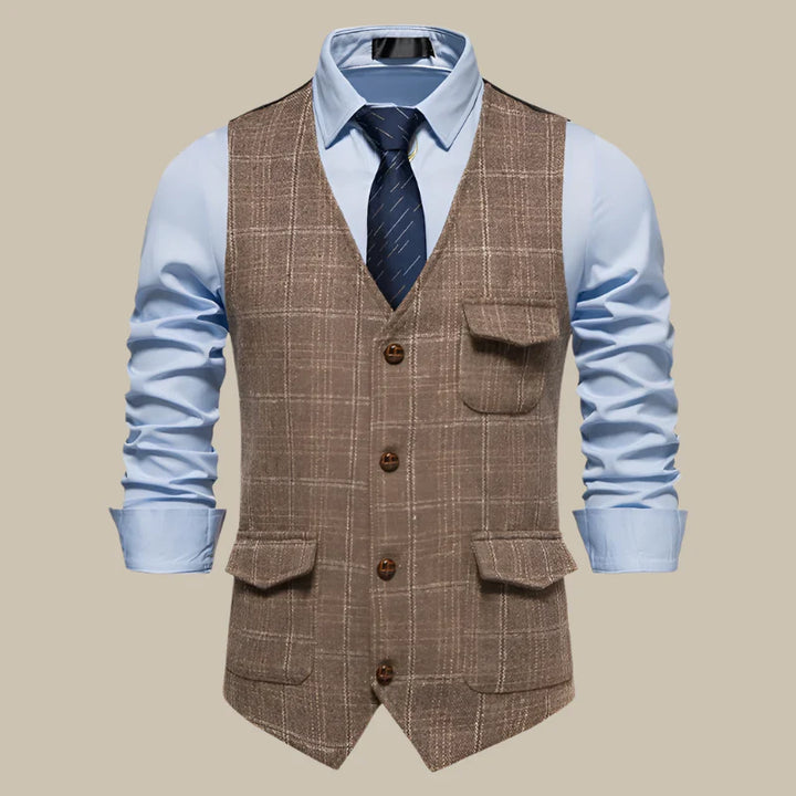 Trachtenweste für den Herbst - Retro kariertes Gilet für Herren