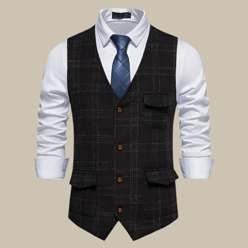 Trachtenweste für den Herbst - Retro kariertes Gilet für Herren
