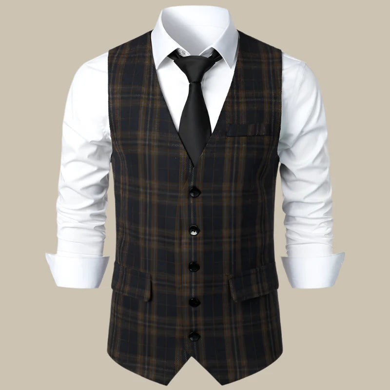 Trachtenweste für den Herbst - Retro kariertes Gilet für Herren