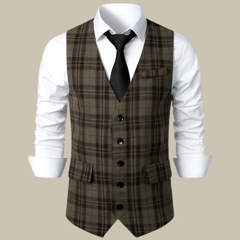 Trachtenweste für den Herbst - Retro kariertes Gilet für Herren