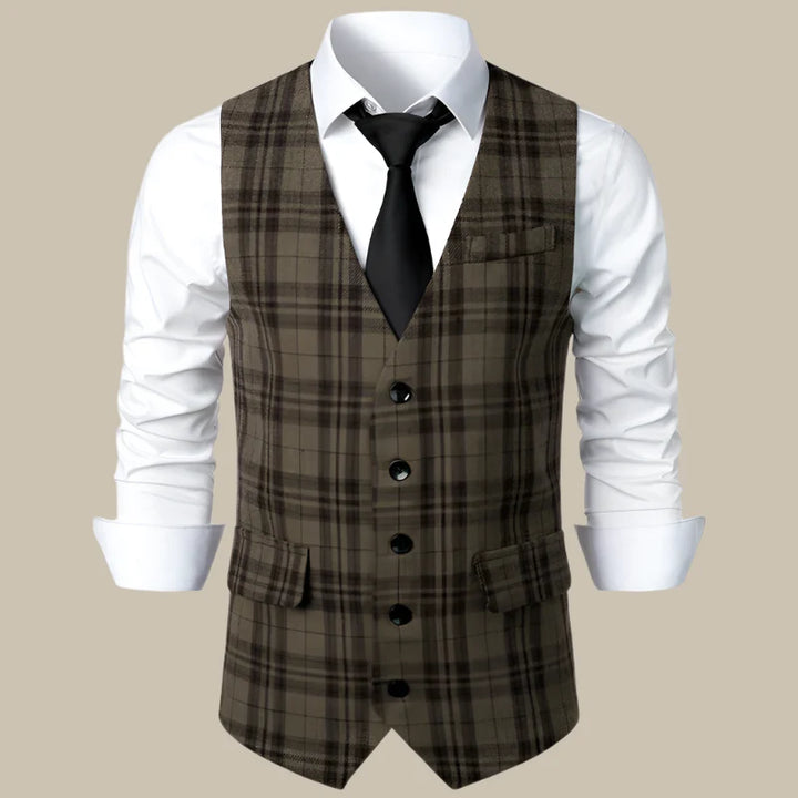 Trachtenweste für den Herbst - Retro kariertes Gilet für Herren