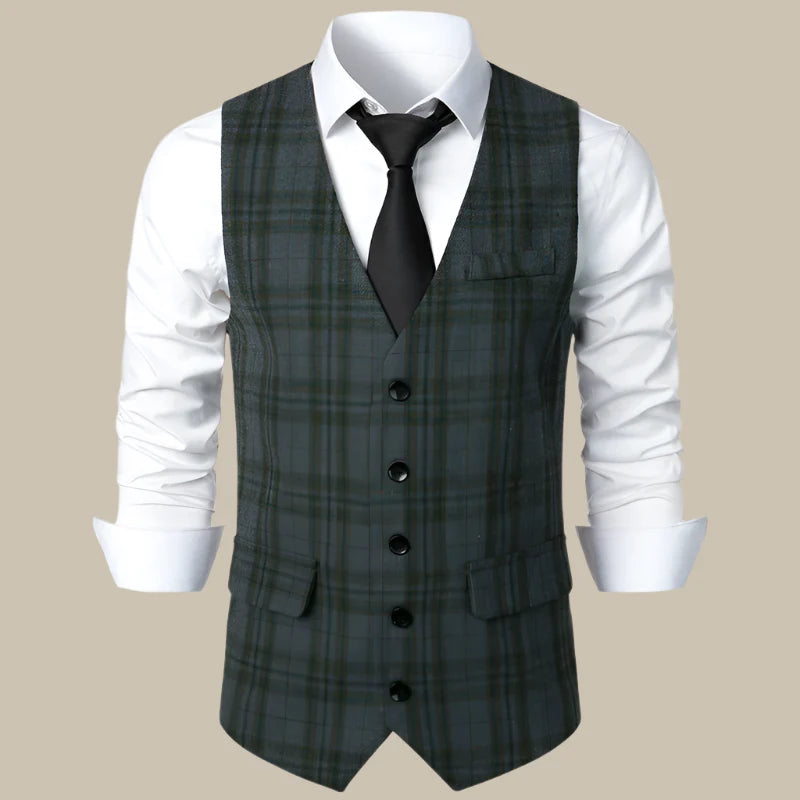 Trachtenweste für den Herbst - Retro kariertes Gilet für Herren