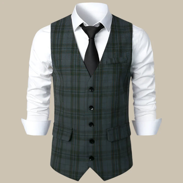 Trachtenweste für den Herbst - Retro kariertes Gilet für Herren