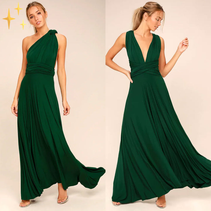 Izzy Maxi-Kleid | Elegantes Rückenfreies Multiwrap Abendkleid Lang | Brautjungfernkleid