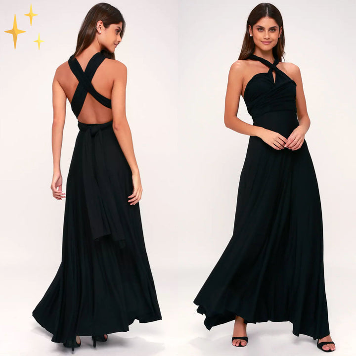 Izzy Maxi-Kleid | Elegantes Rückenfreies Multiwrap Abendkleid Lang | Brautjungfernkleid