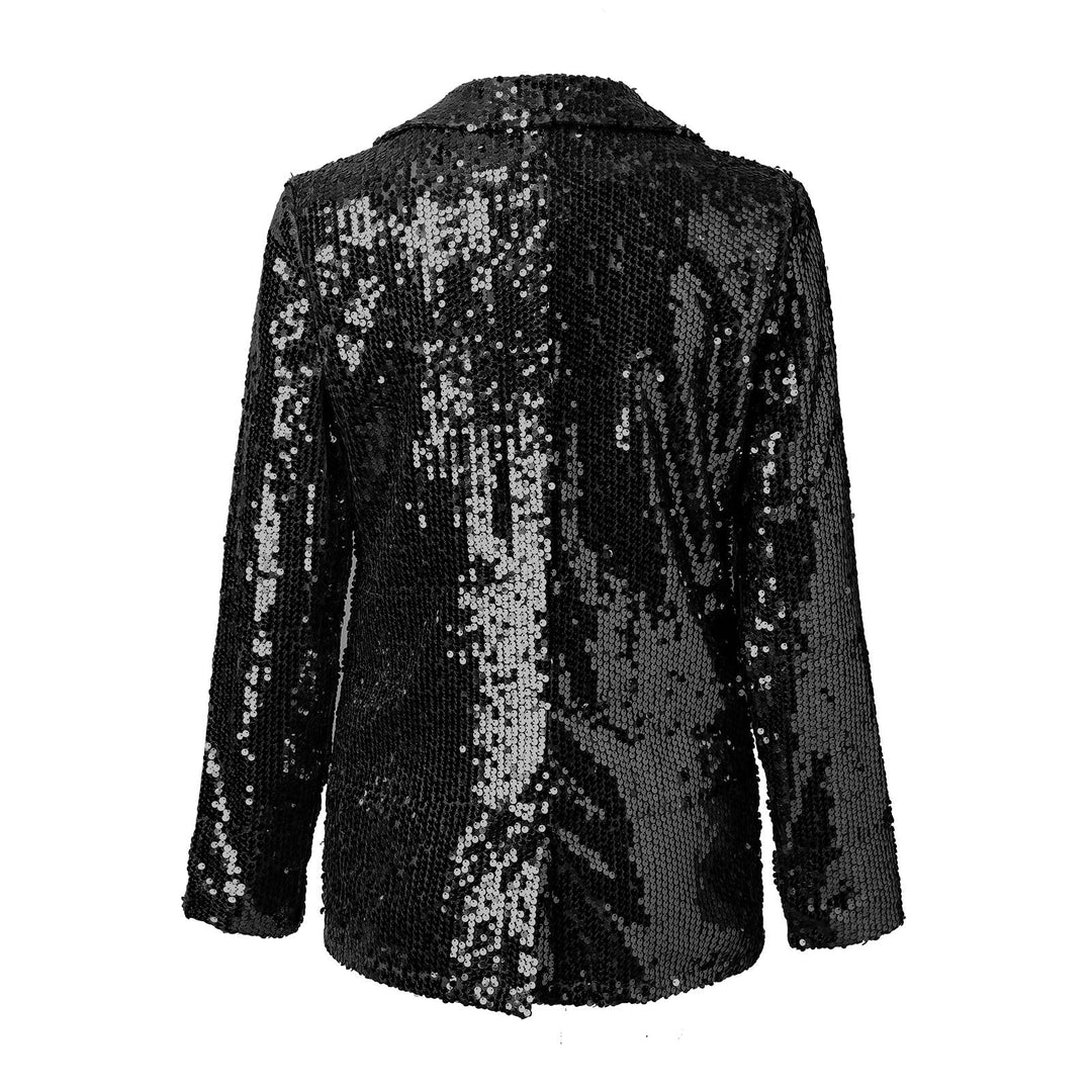 Glitzer Blazer für den Herbst - Stilvolle Lange Jacke mit Glitzernde Pailletten für Damen