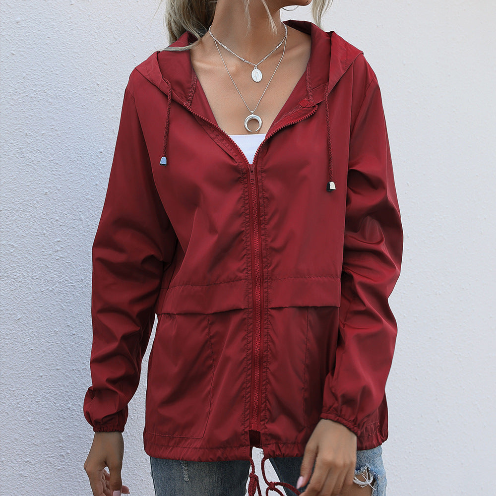 Regenjacke für den Herbst - Wasserdichte Windbreaker mit Kapuze für Damen