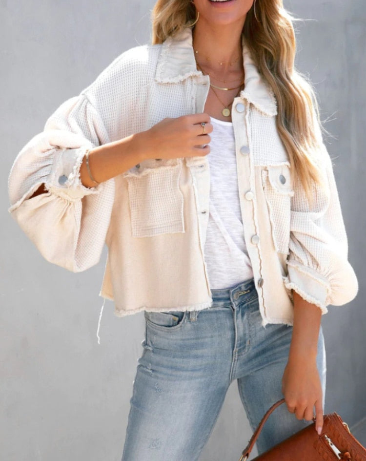 Zaza Jacket | Moderne Damenjacke mit Rippensamt in Pastellfarben