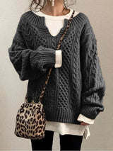 Felicia Luxe Sweater | Bequemer warmer Oversized-Zopfpullover aus weichem Material