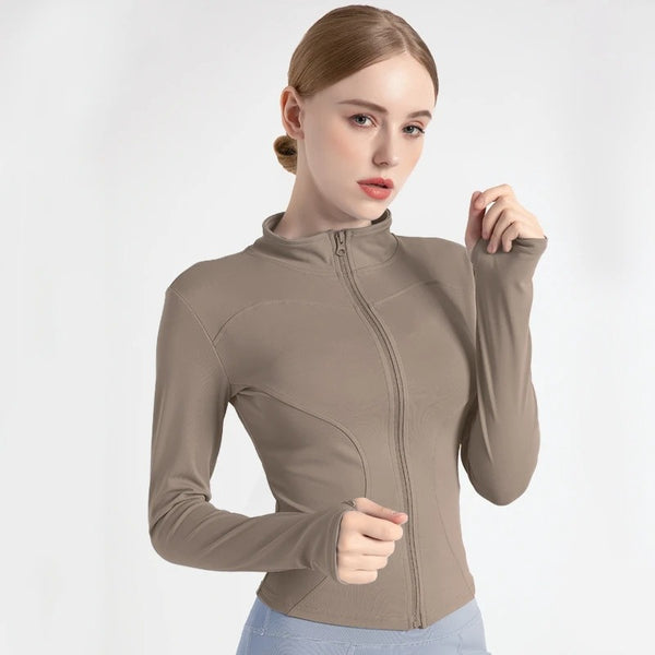 Loscana Yoga Jacke | Elegante sportliche Damenstrickjacke mit Reißverschluss