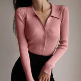 Chloe's Pullover | Eleganter gestrickter Stretch-Polopullover für Frauen