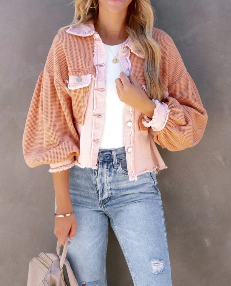 Zaza Jacket | Moderne Damenjacke mit Rippensamt in Pastellfarben