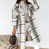 Luna Plaid Jacke | Bequemer langer Woll-Look mantel für Damen