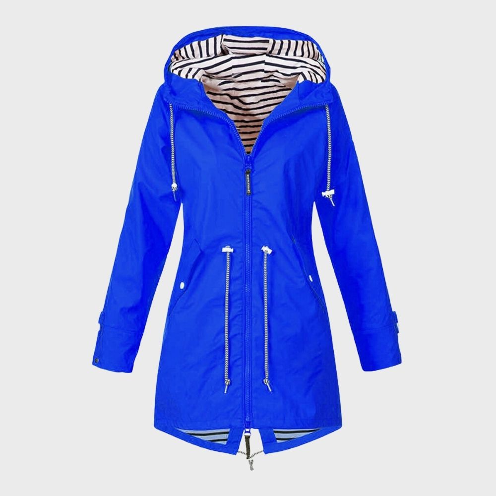 Regenjacke für den kalte Tage - Wasserdichte Lange Windbreaker mit Kapuze für Damen