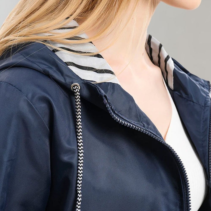 Regenjacke für den kalte Tage - Wasserdichte Lange Windbreaker mit Kapuze für Damen