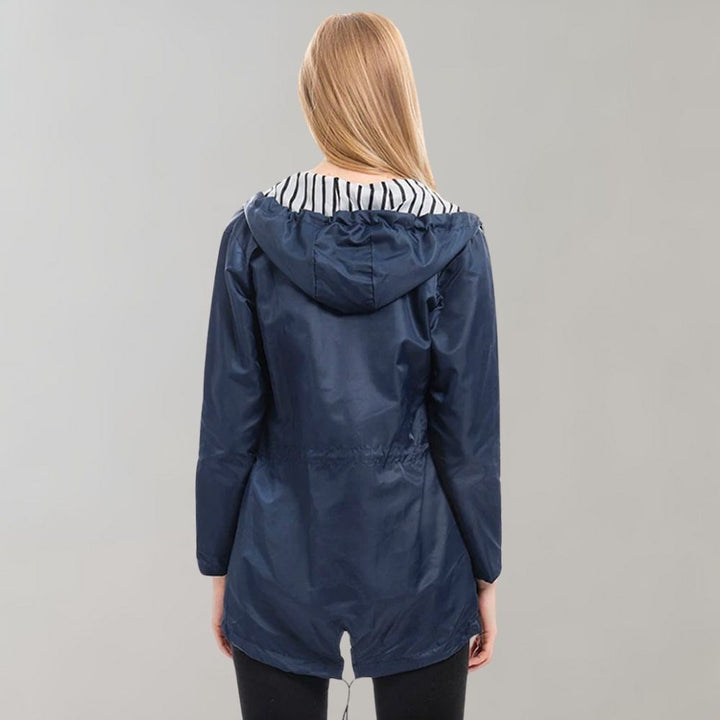Regenjacke für den kalte Tage - Wasserdichte Lange Windbreaker mit Kapuze für Damen