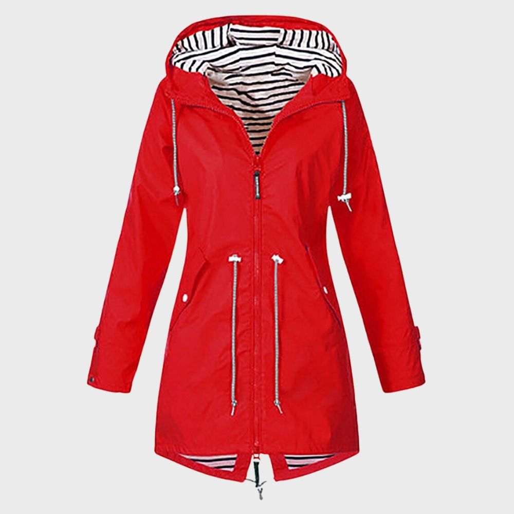 Regenjacke für den kalte Tage - Wasserdichte Lange Windbreaker mit Kapuze für Damen