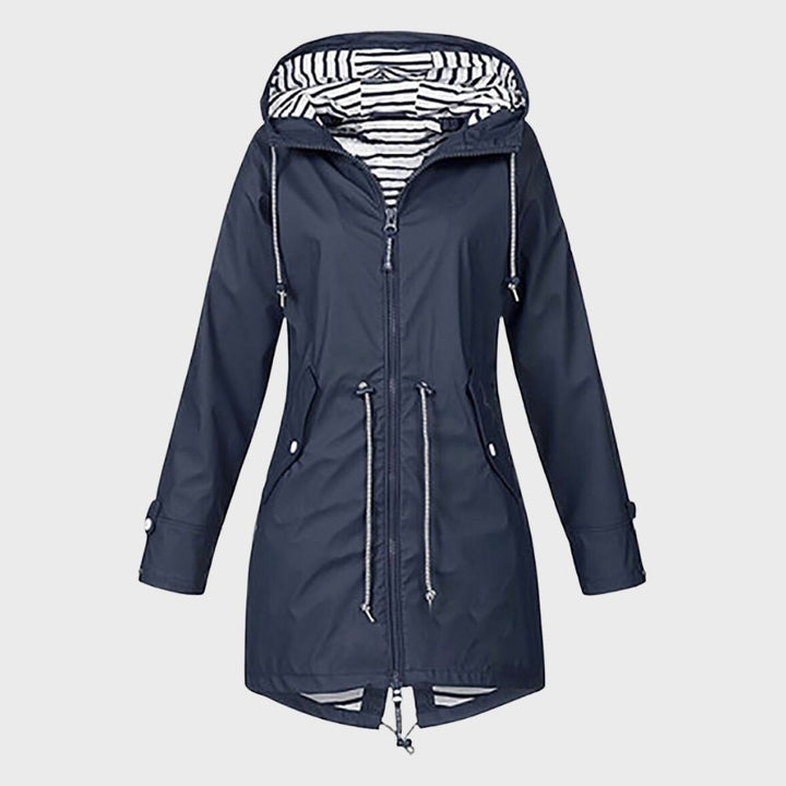 Regenjacke für den kalte Tage - Wasserdichte Lange Windbreaker mit Kapuze für Damen