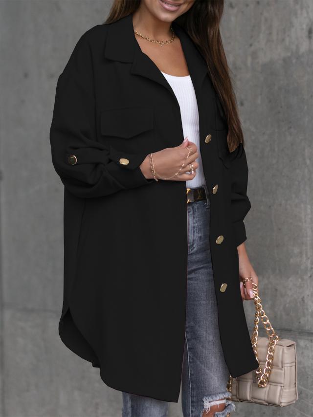 Isabella Jacke | Elegant trendiges, langes Overshirt mit Woll-Look für Damen
