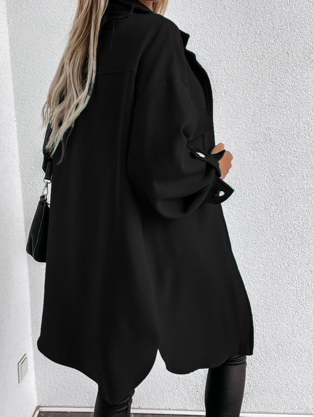 Isabella Jacke | Elegant trendiges, langes Overshirt mit Woll-Look für Damen