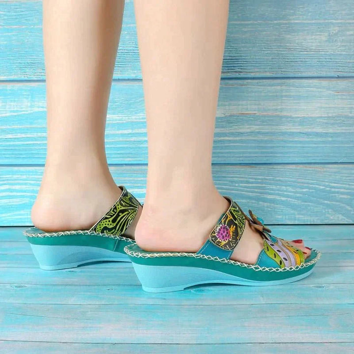 Sandaletten für Damen – Ergonomische Grüne  bequeme Sandalen