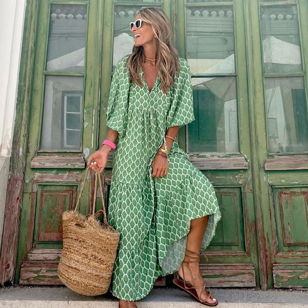Milena Kleid | Grünes langes Kleid für Damen