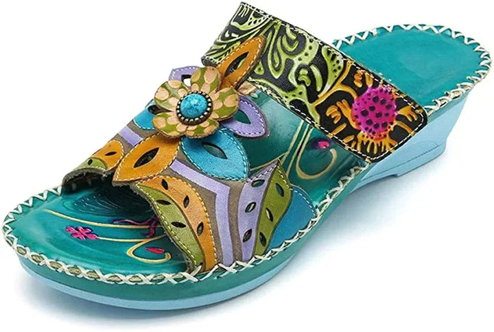 Sandaletten für Damen – Ergonomische Grüne  bequeme Sandalen