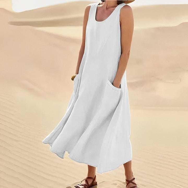 Zana Maxikleid | Ärmelloses Kleid mit 2 Schlitztaschen