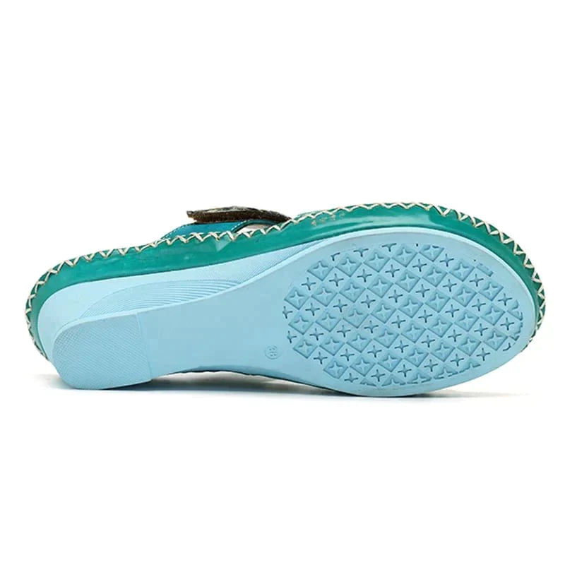 Sandaletten für Damen – Ergonomische Grüne  bequeme Sandalen