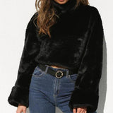 MaxMila Plush Pullover | Damenpullover mit hohem Kragen in Fleeceoptik
