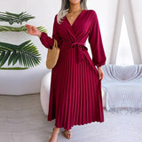 Lucia Kleid | Plissiertes elegantes Damen V-Ausschnitt Kleid
