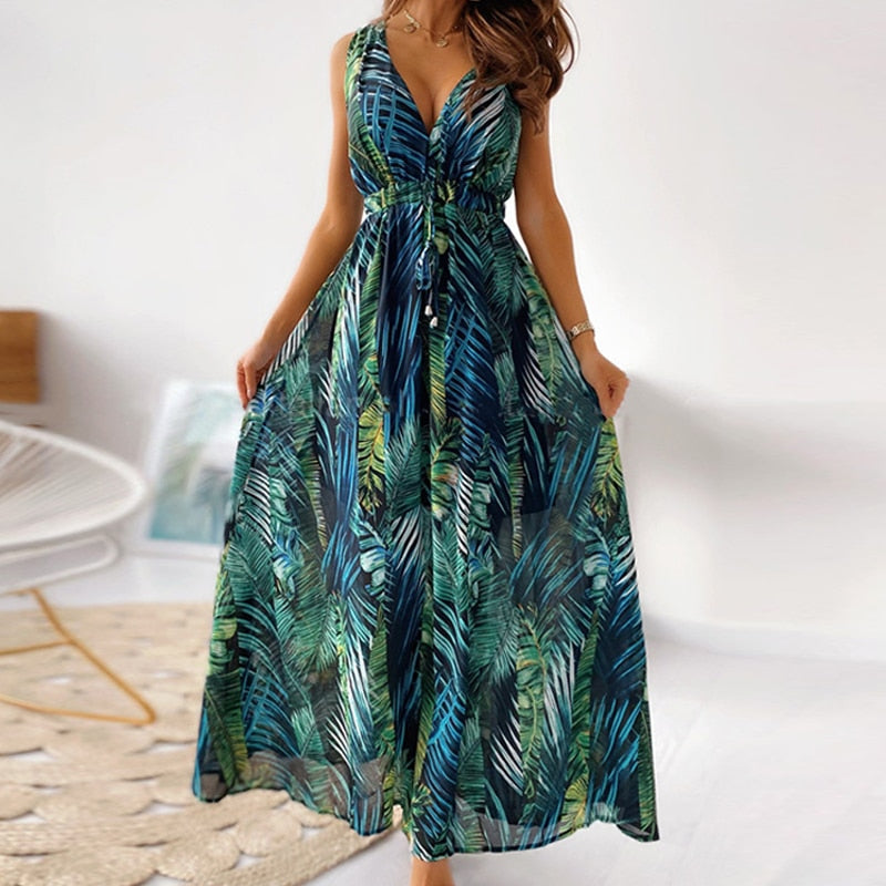 Mirella Dress | Langes Maxi-Sommerkleid mit Blumendruck