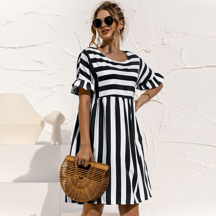 Loscana Kleid | Gestreiftes kurzärmeliges Kleid für Frauen