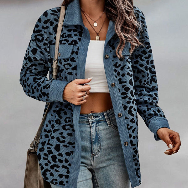 Camilla Herbstjacke | Bequemer Oversized-Mantel mit Leopardenprint