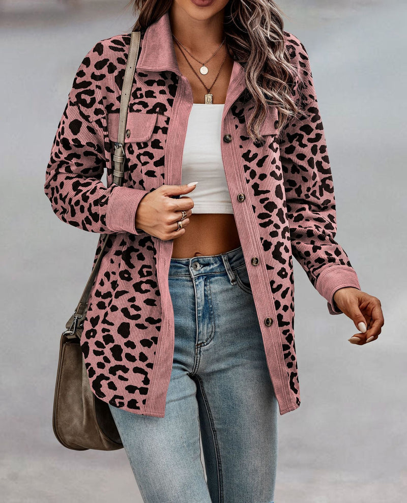 Camilla Herbstjacke | Bequemer Oversized-Mantel mit Leopardenprint