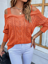 Mila Sweater | Orangefarbener Pullover mit offenen Schultern